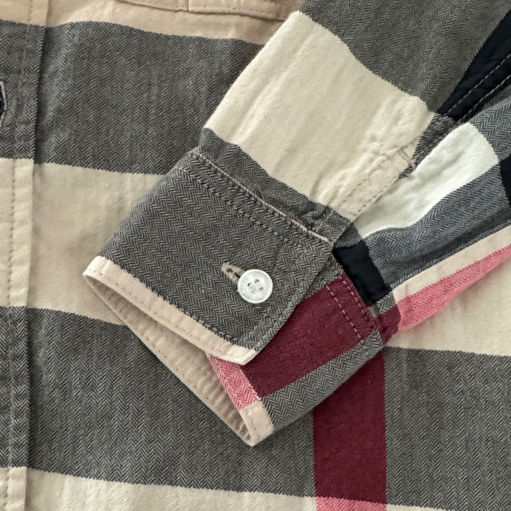 Burberry Kids Plaid Button-Down Shirt - Beige, Black, Red - Picture 3 of 11